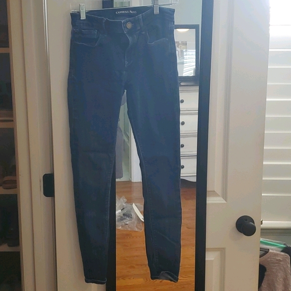 Dark blue wash skinny jeans